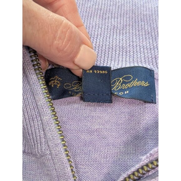 Brooks Brothers Supima® Cotton Half-Zip Sweater — Lilac — Size Medium - Picture 9 of 12